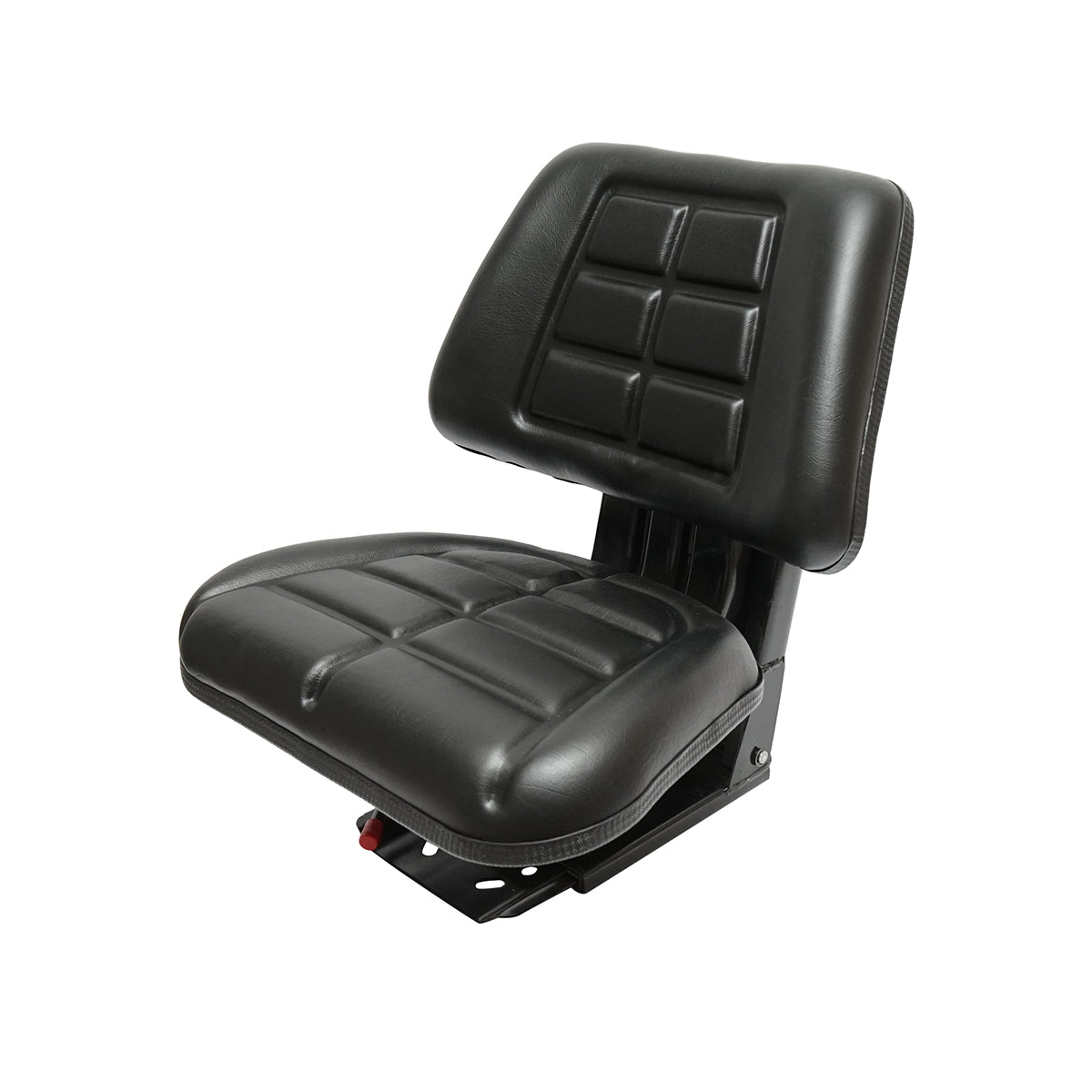 Universal black seat with triple adjustment and shock absorber for tractor U-445